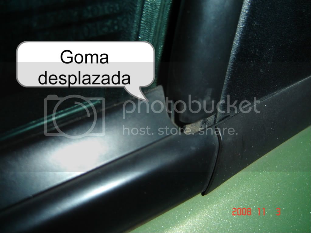 Desplazamiento de la goma